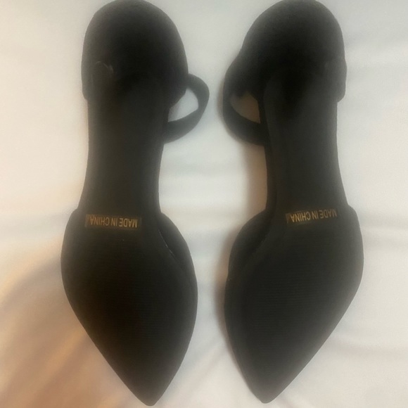 Mila Lady Black Suede Heels. 9, 3 1/2 inch heels. Ankle strap gold buckle. (NWT) - Picture 3 of 3